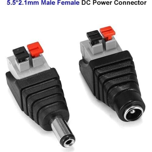 2.1x5.5mm Female DC Power Connectors Male Jack Plug Adapter For 5050 RGBW WS2812 LED Strip Power Adapter CCTV Camera