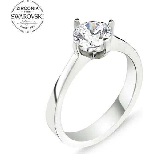 Silver 925 Sterling Swarovski Zirconia Cubic Zirconia Engagement Ring