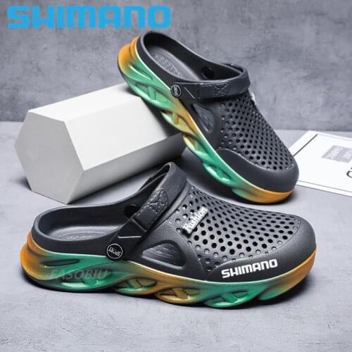 New 2021 Shimano Fishing Slippers Summer Fashion Beach Men Sandals Rubber Flat Breathable Zuecos Hombre Klompen Garden Shoes