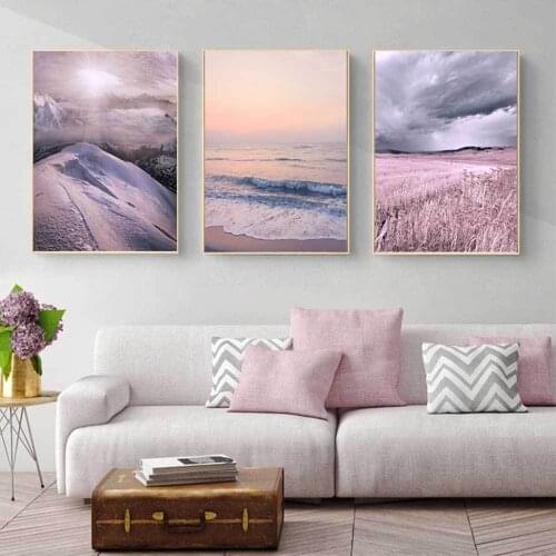 Nordic Ins Pink Apple Landscape Aurora Polar Lights Photo Wall Living Room Dining Room Sofa Decoration Canvas Painting Wall Art