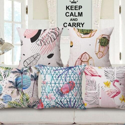 Nordic wind Geometry plant cushion Cover Pillows Summer Tropical Green Leaf Flower Pineapple Flamingo Home Decorative Pillows