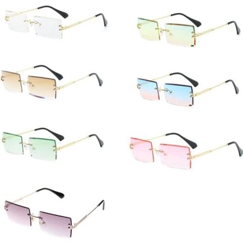 New Frameless Cut Edge Square Sunglasses Fashion Men and Women Small Color Sun Glasses 2XPC