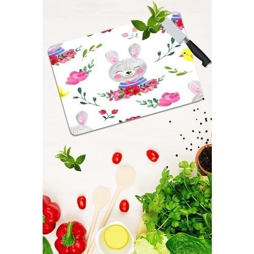 Glass Cutting Board Sevim Rabbit Pattern Glass Cutting Plate heat Resistant Glass 30x40 Chopping Block Glass High Quality made In turkey