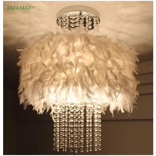 LED light Feather simple pendant light girls bedroom Storefront romantic LED crystal modern pendant lamp lighting free shipping