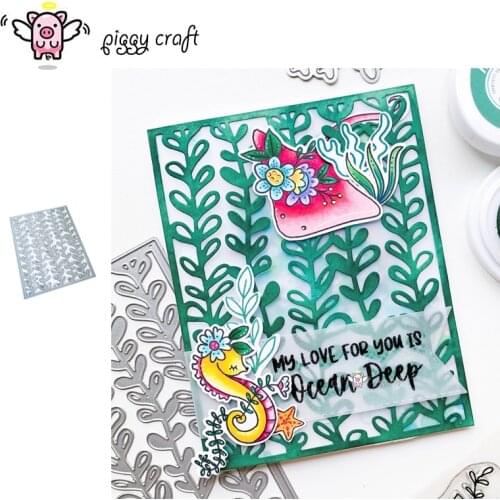 Piggy Craft metal cutting dies cut die mold Water plant leaf frame Scrapbook paper craft knife mould blade punch stencils dies