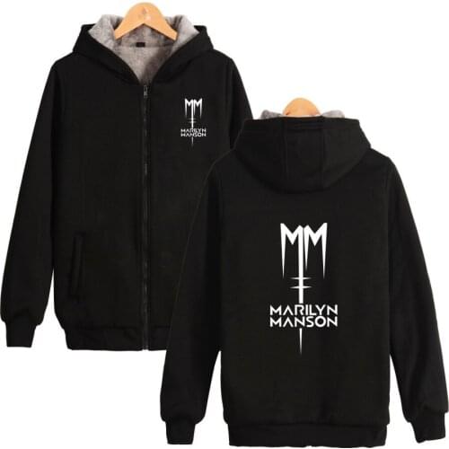Top Rock band Marilyn Manson Winter Hoodies Industrial Metal Rock Band Fleece Warm Hoodie Sweatshirt Hip Hop Thicken Jacket Coat