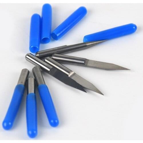 V Shape Flat Bottom Carbide PCB Engraving Bits 3.175mm Sharp Knife CNC Router Bit 10/15/20/30 Degree Carving Milling Cutter Tool