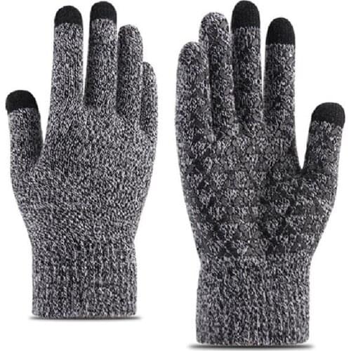 Large Size Knitted Warm Winter Thermal Gloves Women Men Increase Thicker Non-Slip Outdoor Touch Screen Gloves Winter Mittens
