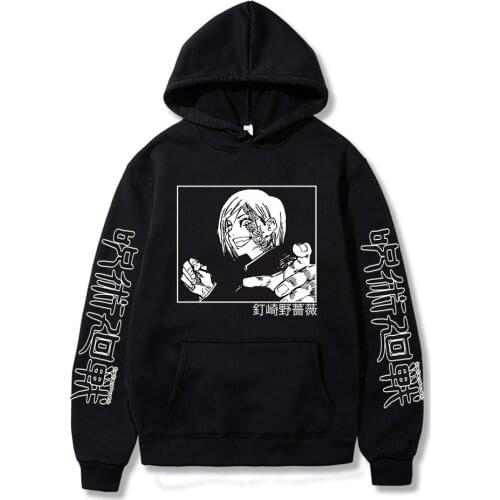 Japanese Anime Jujutsu Kaisen Hoodies Horror Manga Girl Kugisaki Nobara Graphics Unisex Long Sleeve Winter Harajuku Sweatshirts