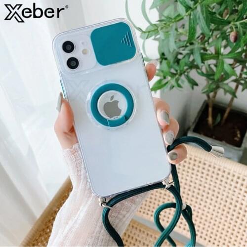 Lanyard Neck Strap Ring Holder Slide Camera Lens Protective Case For Xiaomi 11 POCO M3 Redmi Note 10 9 Pro Max 9S 9A 9C 9T Cover