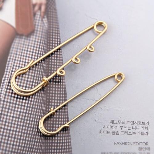 10pcs Large Safety Pin 6.5/5.5cm Diy Unique Pins Brooches 3 Holes Golden Brooches Base Findings Safety Needles For Women Brooch