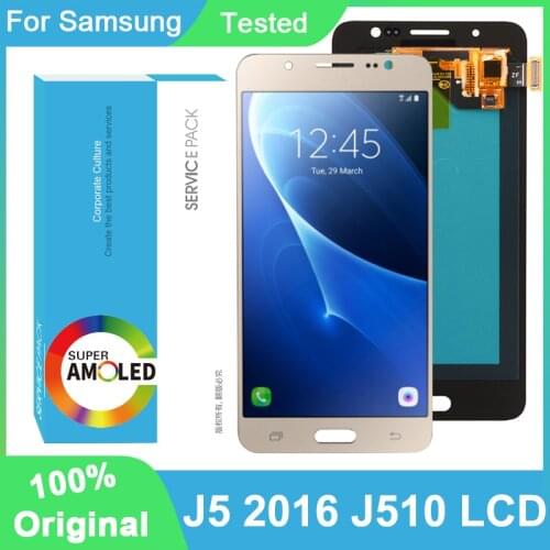 100% Original AMOLED 5.2'' Display For Samsung Galaxy J5 2016 J510 J510F Full LCD Touch Screen Digitizer Assembly Repair Parts