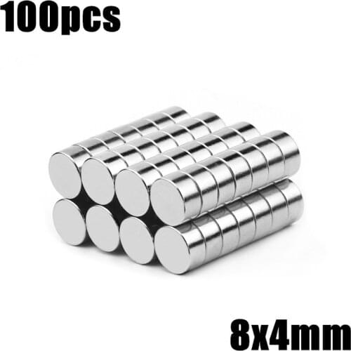 100pcs 8x4mm Super Powerful Strong Bulk Small Round NdFeB Neodymium Disc Magnets Dia 8mm x 4mm N35 Rare Earth NdFeB Magnet