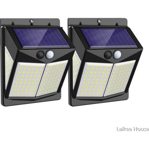 2PCS 140Leds Solar Sensor Light Solar Lights Outdoor IP65 Waterproof Human Body Induction Light Garden Wall Light 3200 Lumens