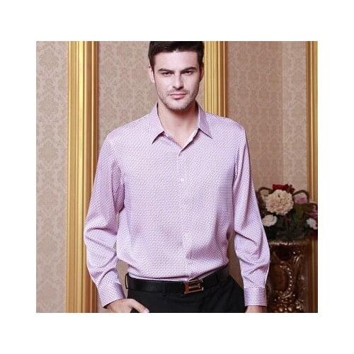 2019 High-grade mens silk shirt with long sleeves hangzhou high-grade 100% mulberry silk shirt in silk satin blockbuster