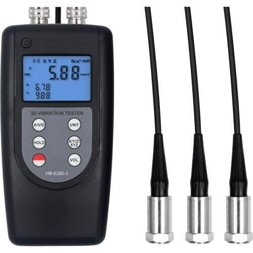 3D Vibration Tester 3 Channels VM-6380-3 Digital Vibrometer 0.01-400mm/s True RMS