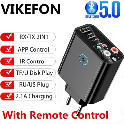 EU US Wireless Audio Adapter Bluetooth 5.0 Receiver Transmitter TF/U Disk Play QC2.0 Charge For Car Headphone TV IR APP Control