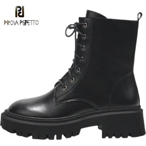 Martin Boots British Style Autumn and Winter New Leather Thick with Thick Bottom All-match Ankle Boots Lace Up Motorcycle Boots