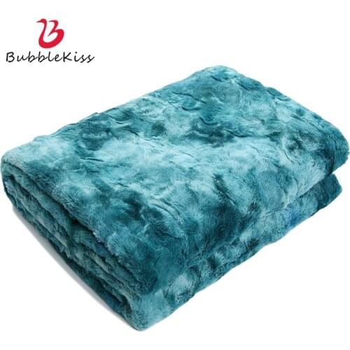 Bubble Kiss Tie-Dye Long Plush Blanket Flannel Furry Bedding Cover Blanket Soft Warm Napping Fleece Blanket Best Selling 2020