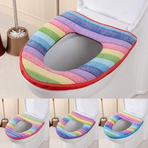 Toilet Seat Cover Zipper Soft Washable Bathroom Overcoat Bath Lid Pad Closestool Protector Bathroom Warm Toilet Mat Cusion
