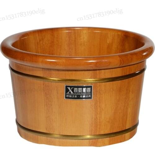 Oak foot bath solid wood foot bath barrel wooden wooden barrel home over calf footbath small wooden tub pedicure barrel with lid