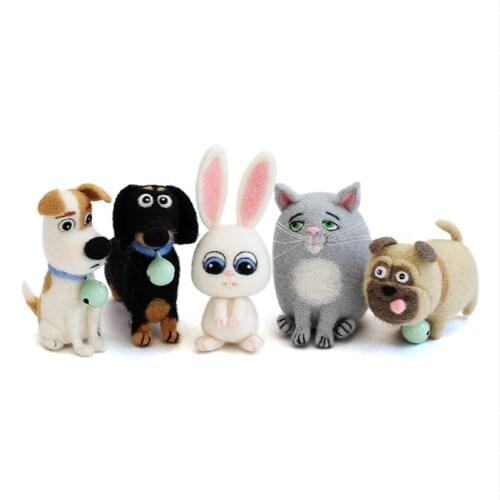 Easyhandmade Cute Pets Handmade Toy Doll Wool Felt DIY Package Poked Kitting Non-Finished DIY Wool Felting Package