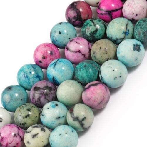 Natural Mixed Howlite Turquoises Matte Smooth Round Loose Stone Beads for Jewelry Making DIY Bracelet Accessories 15'' 6/8/10mm