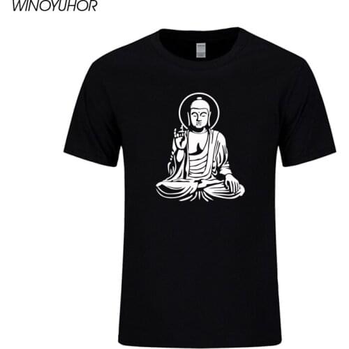 New Summer Mens Short Sleeve T-shirt Buddha Print T Shirt Men Buddhism Buddhist Tees Tops Cotton Camisetas Masculina