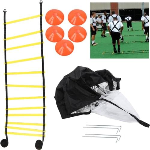 Football Training Ladder Disc Drag Parachute Set Agility Speed Ladder Stairs Nylon Straps Training Soccer Football Ladder