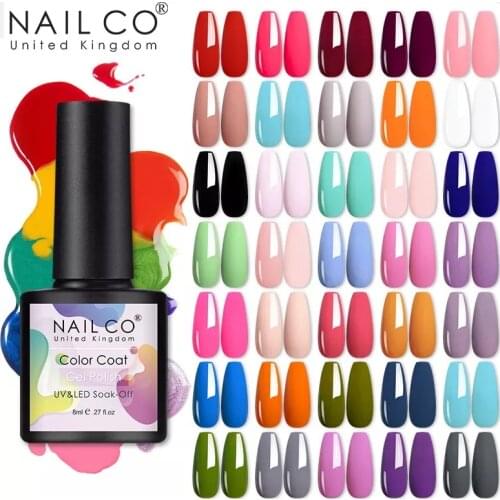 NAILCO 8ml Gel Polish Bright Candy Color High Quality Nail Art Varnishes Lacquer Glitter for Nails Soak Off UV Nail Decoration
