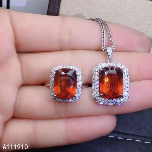 KJJEAXCMY fine jewelry 925 sterling silver inlaid Natural Garnet pendant ring Womens suit support detection noble