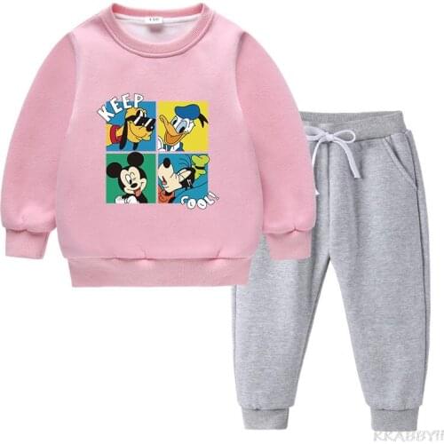 Disney Boys Girls Clothes Set Kids Boy Long-Sleeved Clothing Pullover Sweater+ Pants Autumn Cartoon Sport suit