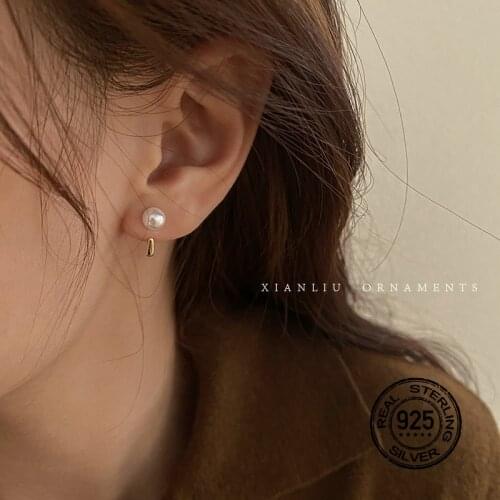 S925 Sterling Silver Earrings Set Small Design Pearl Minimalist Fashion Lady Understated Delicate Best Birthday Present INEFFA