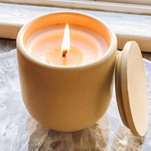 Round Candle Jar Silicone Mold Scented Candle Container Arc Design With Lid Design Flower Pot Cement Mold