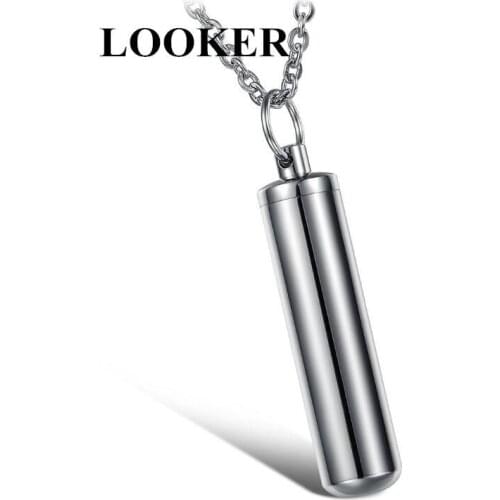 Looker New Steel Cremation Jewelry Ash Urn Necklace Memorial Keepsake Vial Tube Pendant