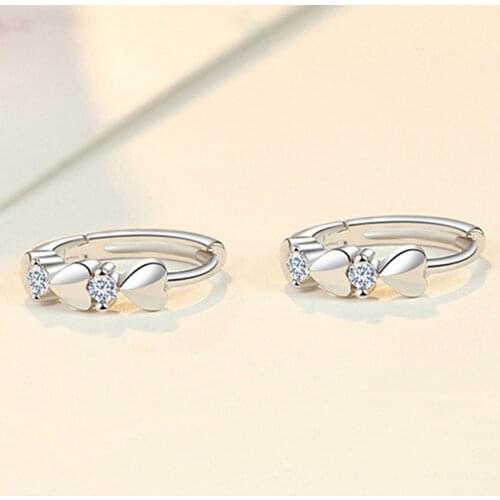 Love Shape Weight Loss Pure Silver Cubic Zirconia Magnetic Therapy Thin Earring