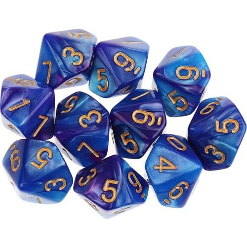 10pieces Dice Set 10 Sided Dice D10 Polyhedral Dice for Party Table Board Games