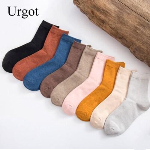 Urgot 5 Pairs Spring Womens Socks Harajuku Solid Thin Candy Color Colorful Bamboo Fiber Socks Comfort Ladies Female Sock Meias