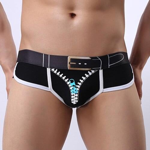 Novelty Fake Zipper Brief Man Sexy 3DPrinted Bikini Swimwear Man Sexy Underwear Underpant Mens Panties Mens Seamless brief