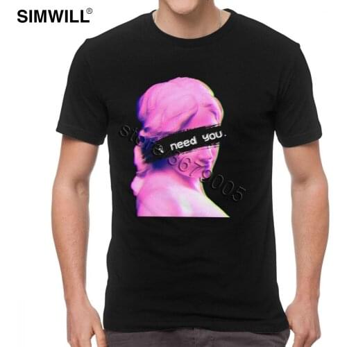 Novelty Japanese Vaporwave T Shirts Mens Breathable Pure Cotton Tees Top O Neck Tshirt Short Sleeve Aesthetics T-Shirts