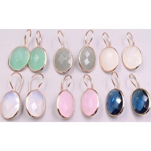 New Pure 925 Sterling Silver Earrings 31x14mm Colourful Crystal Gold Colour Ear Hook