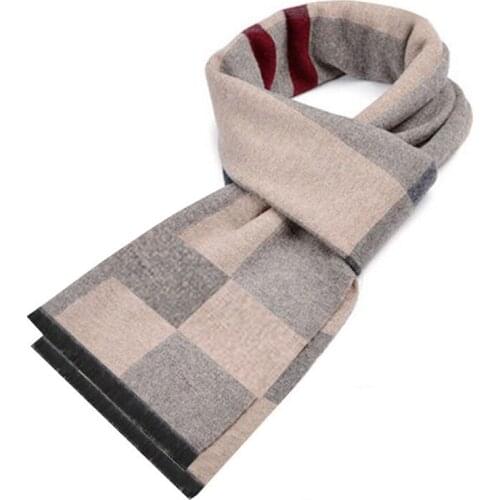 New Fashion Mens Scarf Warm And Thick Plaid Brushed Cotton Scarf In Autumn And Winter