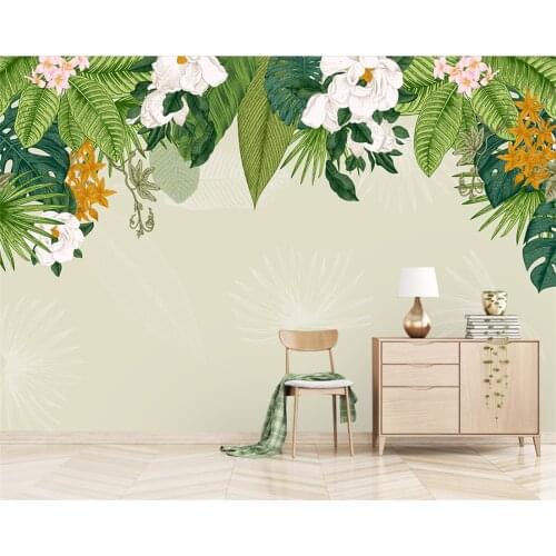 Custom wallpaper European tropical rainforest plant leaf flowers mural home decoration Whole house background wall 3d wallpaper