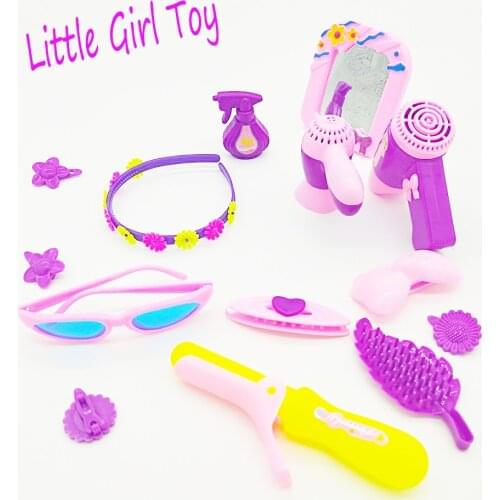 Plastic Kid Dress Accessories Decoration Comb Mini Little Girl Play House Clothes set Hairpin Glasses Mirror Birthday Toys Gifts