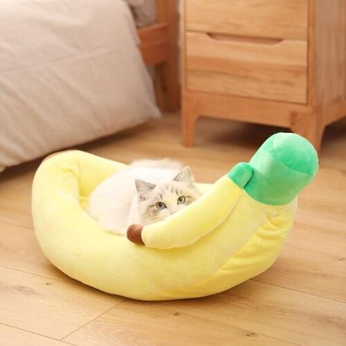 Pet Dog Cat Bed Banana Shape House Mat Durable Kennel Doggy Puppy Cushion Basket Warm Portable Dog Cat Supplies S/M/L