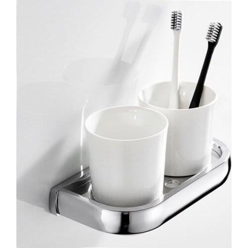 Polished Chrome Double Tumbler Holder Cup & Tumbler Holders Toothbrush Holder Bathroom Accessories