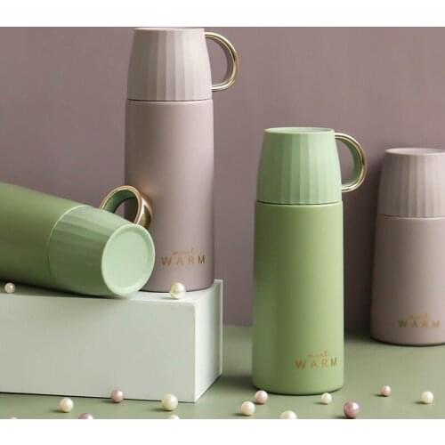 Simple Thermos Travel Vacuum Flask 304 Stainless Steel For Boys and Girl Fresh Purple Pink Water Bottle Coffee Mug Insulated Cup