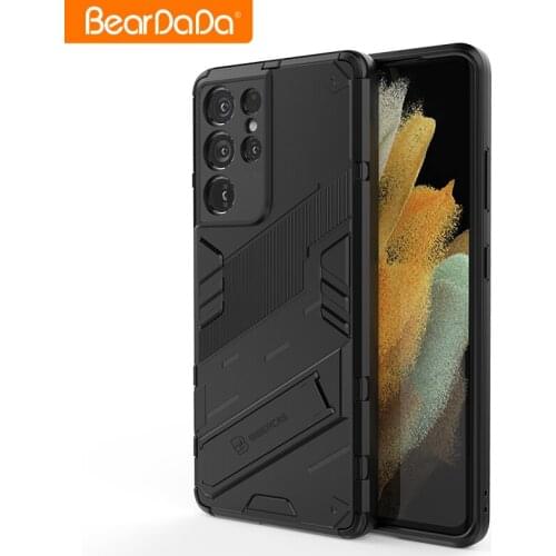 For SAMSUNG Galaxy S21 Ultra Case 6.8 Inch Shockproof TPU Bumper Ring Holder Stand Armor Phone Cover