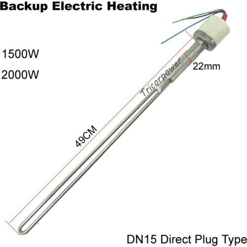 Backup Heater 1500W/2000W/3000W 220V for Solar Water Heater 22mm plug style