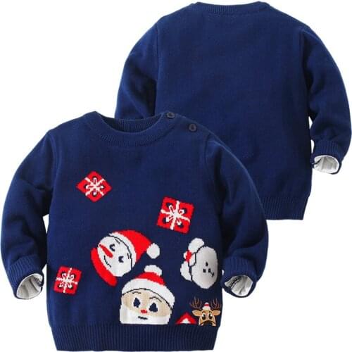 Christmas Clothes Knit Autumn Winter Cotton Christmas Santa Claus Pullover Sweater Baby Boys Girls Sweater Childrens Clothing